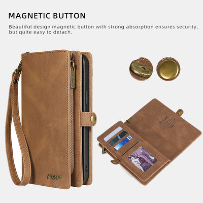 Compatible with iPhone 16/15/14 Phone Case Wallet Card Holder with Wrist Strap