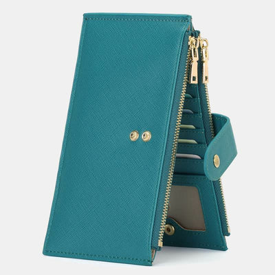 RFID Blocking Large Capacity Card Holder Classic Bifold Wallet  - Teal - image 1