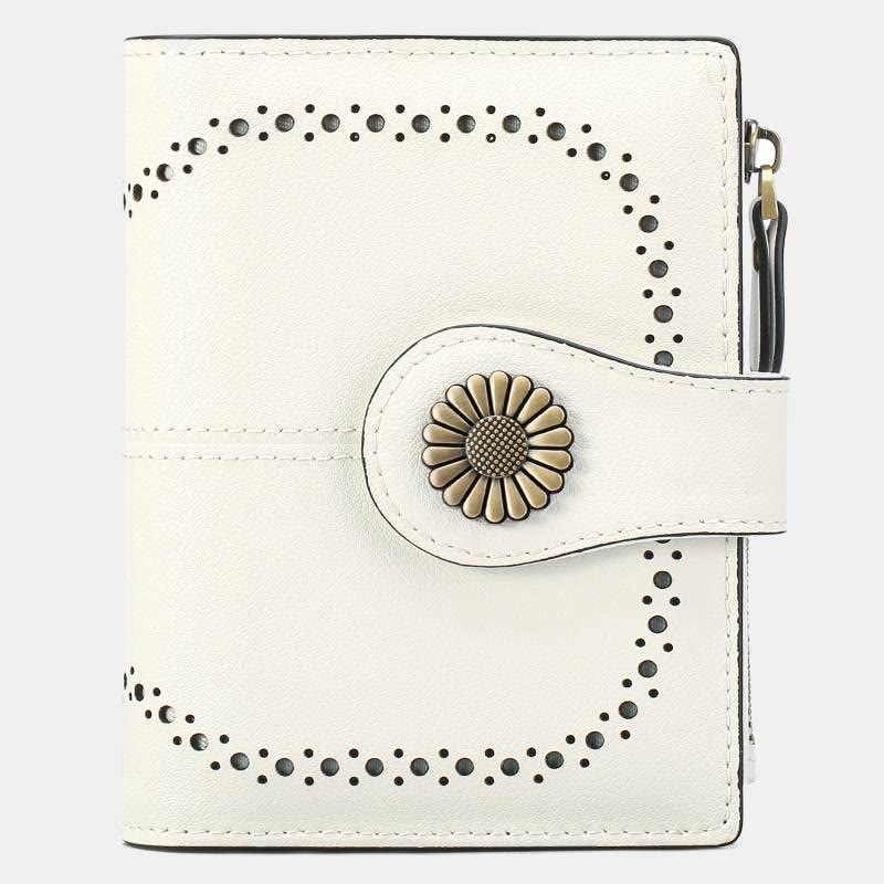 RFID Blocking Trifold Leather Wallet with Zipper Pocket ID Windows