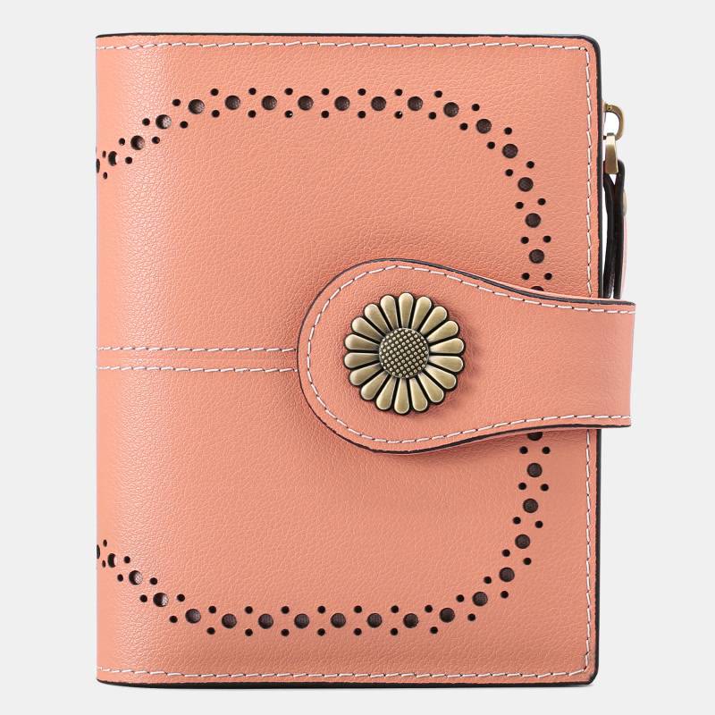 RFID Blocking Trifold Leather Wallet with Zipper Pocket ID Windows