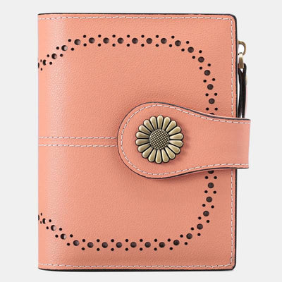RFID Blocking Trifold Leather Wallet with Zipper Pocket ID Windows