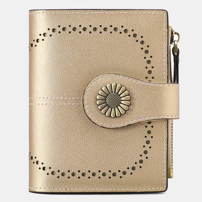 RFID Blocking Trifold Leather Wallet with Zipper Pocket ID Windows