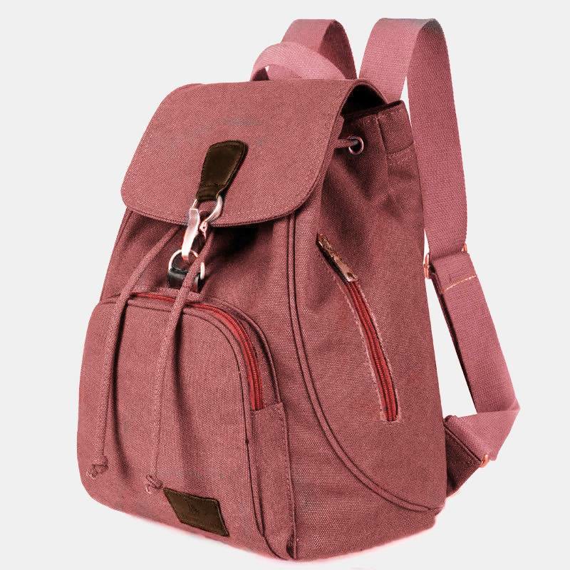 Canvas Backpack for Women Girls Vintage Drawstring Backpack School Travel Rucksack