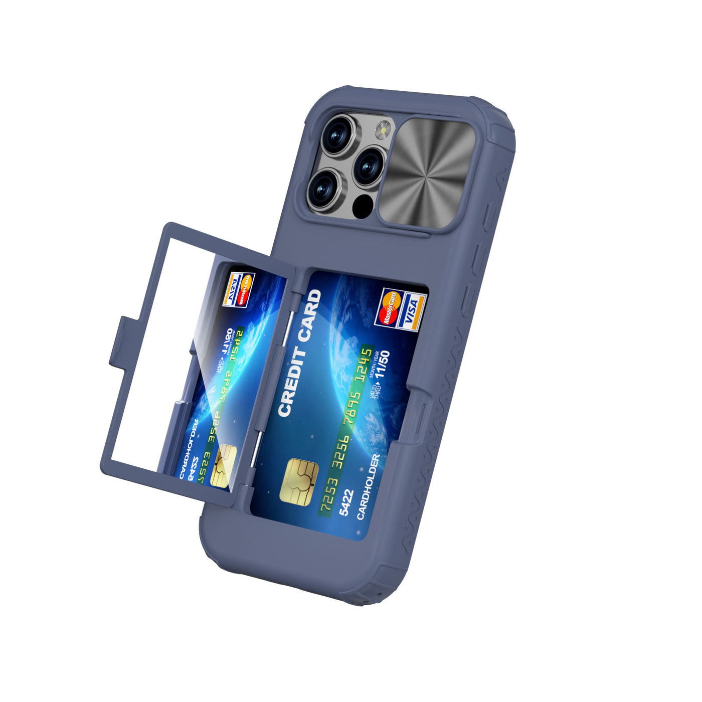 Phone Wallet Case for iPhone 16 with Built-in Card Holder Sliding Camera Protector