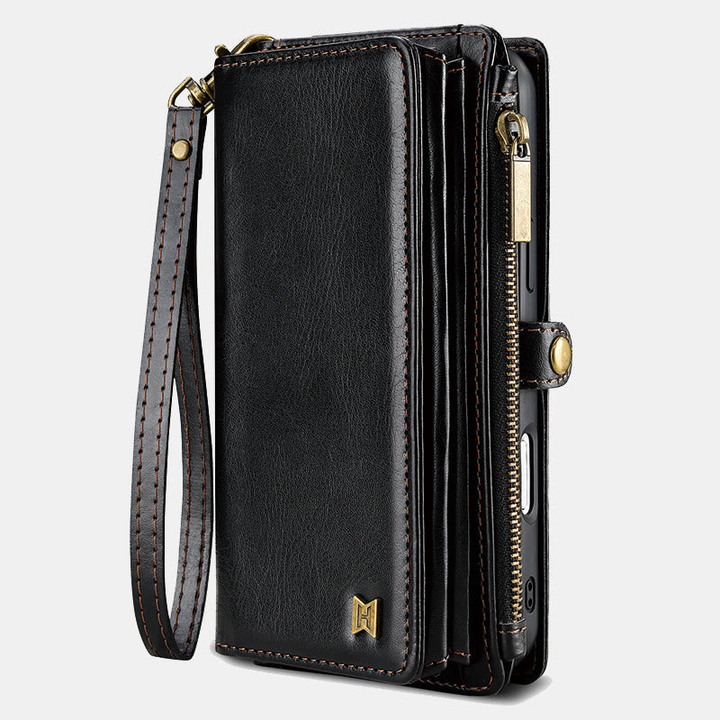 Faux Leather Phone Wallet Case Clutch for iPhone with Wrist Strap