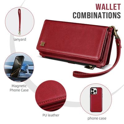 Faux Leather Phone Wallet Case Clutch for iPhone with Wrist Strap