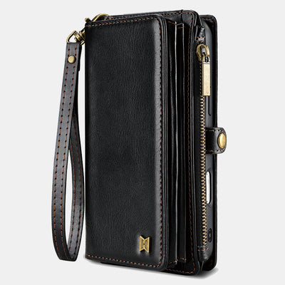 Faux Leather Phone Wallet Case Clutch for iPhone with Wrist Strap