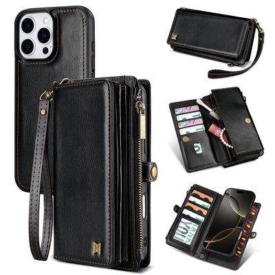 Faux Leather Phone Wallet Case Clutch for iPhone with Wrist Strap