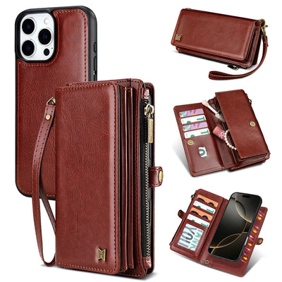 Faux Leather Phone Wallet Case Clutch for iPhone with Wrist Strap