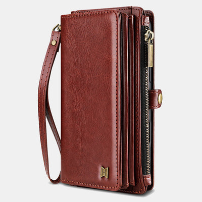 Faux Leather Phone Wallet Case Clutch for iPhone with Wrist Strap
