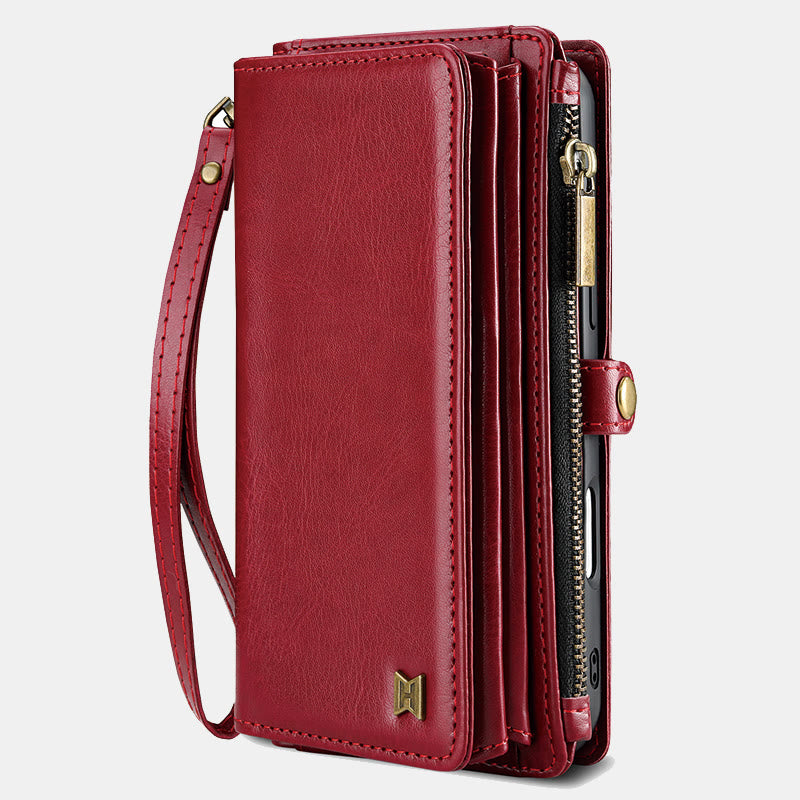 Faux Leather Phone Wallet Case Clutch for iPhone with Wrist Strap
