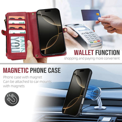 Faux Leather Phone Wallet Case Clutch for iPhone with Wrist Strap