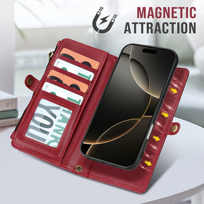 Faux Leather Phone Wallet Case Clutch for iPhone with Wrist Strap