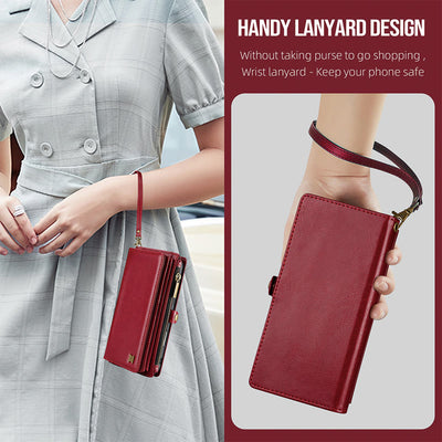 Faux Leather Phone Wallet Case Clutch for iPhone with Wrist Strap