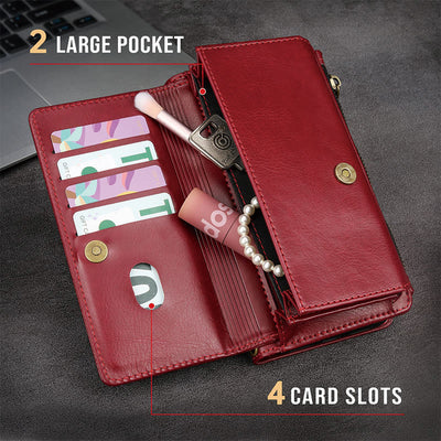 Faux Leather Phone Wallet Case Clutch for iPhone with Wrist Strap