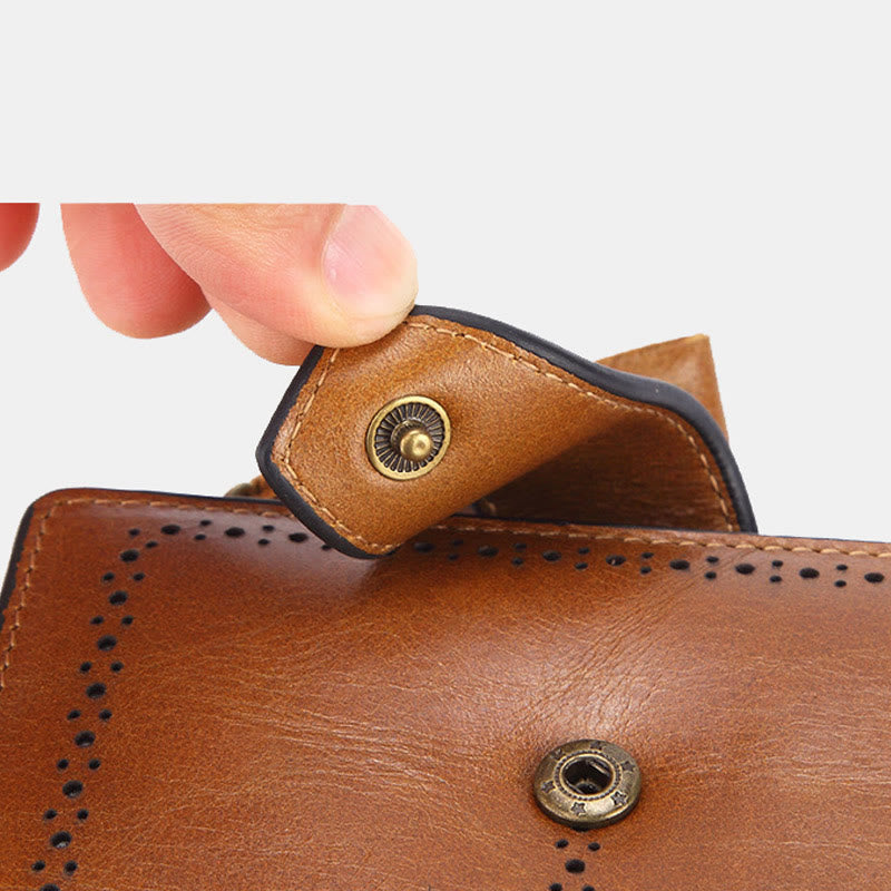 Retro RFID Blocking Bifold Leather Wallet for Women