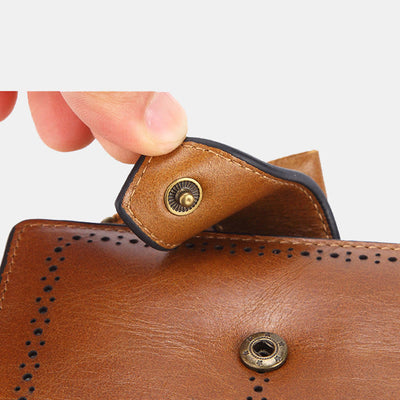 Retro RFID Blocking Bifold Leather Wallet for Women
