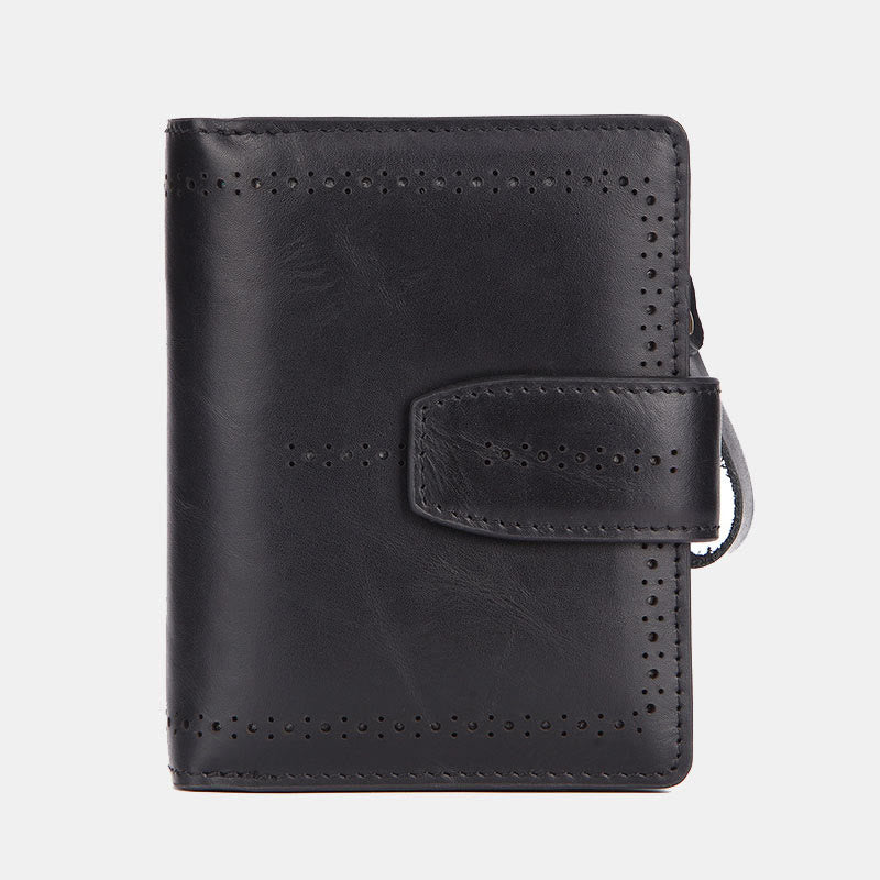 Retro RFID Blocking Bifold Leather Wallet for Women