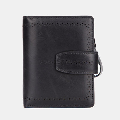 Retro RFID Blocking Bifold Leather Wallet for Women