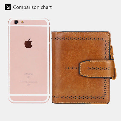 Retro RFID Blocking Bifold Leather Wallet for Women