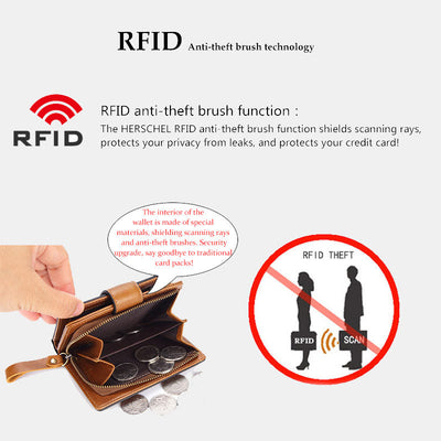 Retro RFID Blocking Bifold Leather Wallet for Women