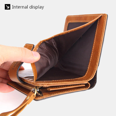 Retro RFID Blocking Bifold Leather Wallet for Women