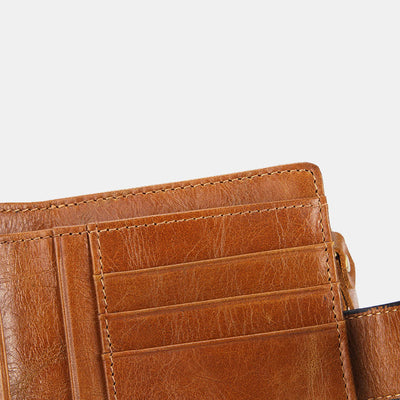 Retro RFID Blocking Bifold Leather Wallet for Women