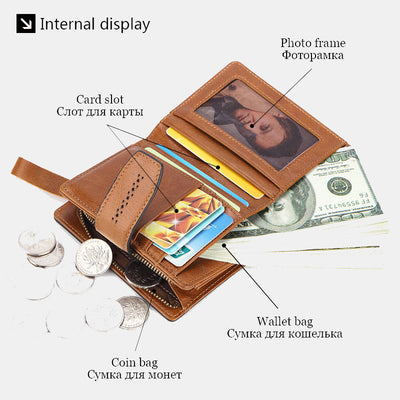 Retro RFID Blocking Bifold Leather Wallet for Women