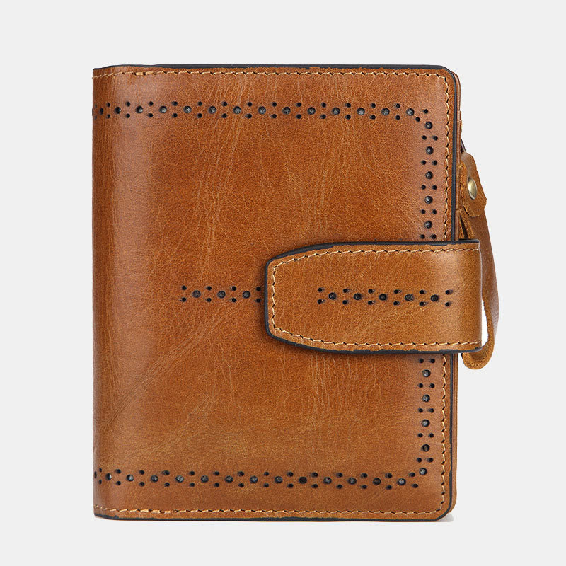 Retro RFID Blocking Bifold Leather Wallet for Women