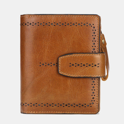Retro RFID Blocking Bifold Leather Wallet for Women