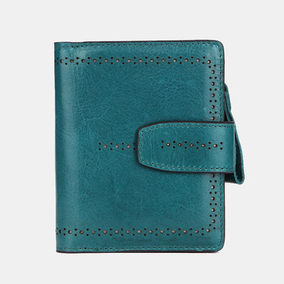 Retro RFID Blocking Bifold Leather Wallet for Women
