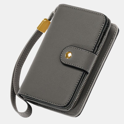 RFID Blocking Faux Leather Wallet for Women with Wrist Strap Zip Pocket