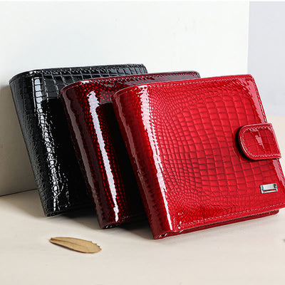 Luxury Multi-slot Shellac Leather Small Wallet for Women