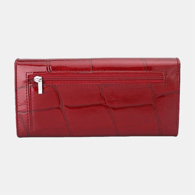 Large Capacity Stone Pattern Shellac Leather Bifold Wallet Clutch