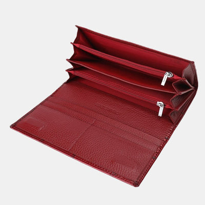 Large Capacity Stone Pattern Shellac Leather Bifold Wallet Clutch