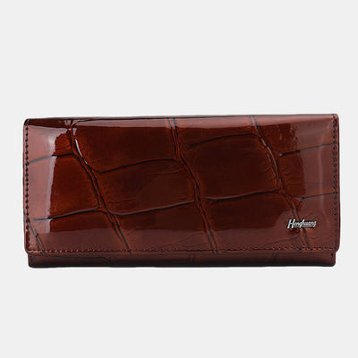 Large Capacity Stone Pattern Shellac Leather Bifold Wallet Clutch