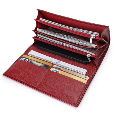 Large Capacity Stone Pattern Shellac Leather Bifold Wallet Clutch