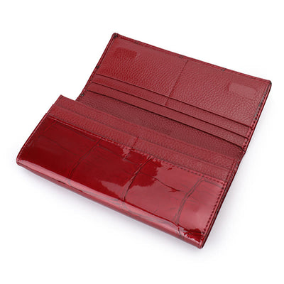 Large Capacity Stone Pattern Shellac Leather Bifold Wallet Clutch