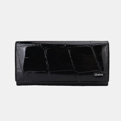 Large Capacity Stone Pattern Shellac Leather Bifold Wallet Clutch