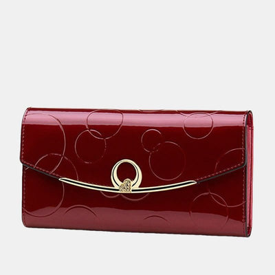 RFID Blocking Shellac Leather Long Wallet Clutch for Women