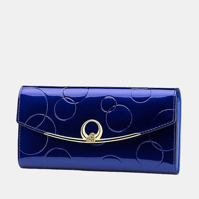 RFID Blocking Shellac Leather Long Wallet Clutch for Women