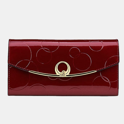 RFID Blocking Shellac Leather Long Wallet Clutch for Women