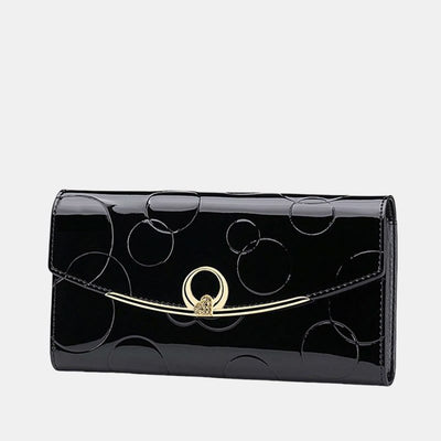 RFID Blocking Shellac Leather Long Wallet Clutch for Women