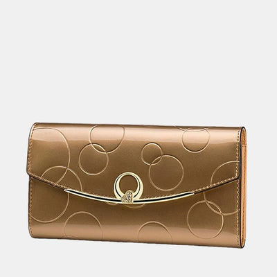 RFID Blocking Shellac Leather Long Wallet Clutch for Women