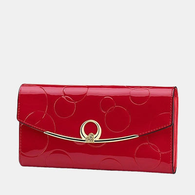 RFID Blocking Shellac Leather Long Wallet Clutch for Women