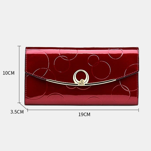 RFID Blocking Shellac Leather Long Wallet Clutch for Women