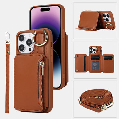 RFID Blocking Faux Leather Phone Case Wallet for iPhone 13/14/15/16