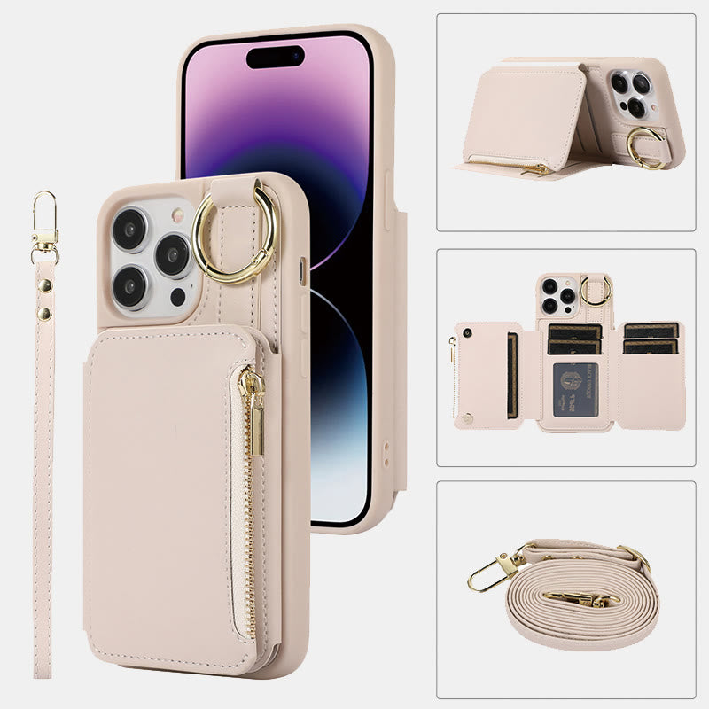 RFID Blocking Faux Leather Phone Case Wallet for iPhone 13/14/15/16