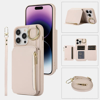 RFID Blocking Faux Leather Phone Case Wallet for iPhone 13/14/15/16