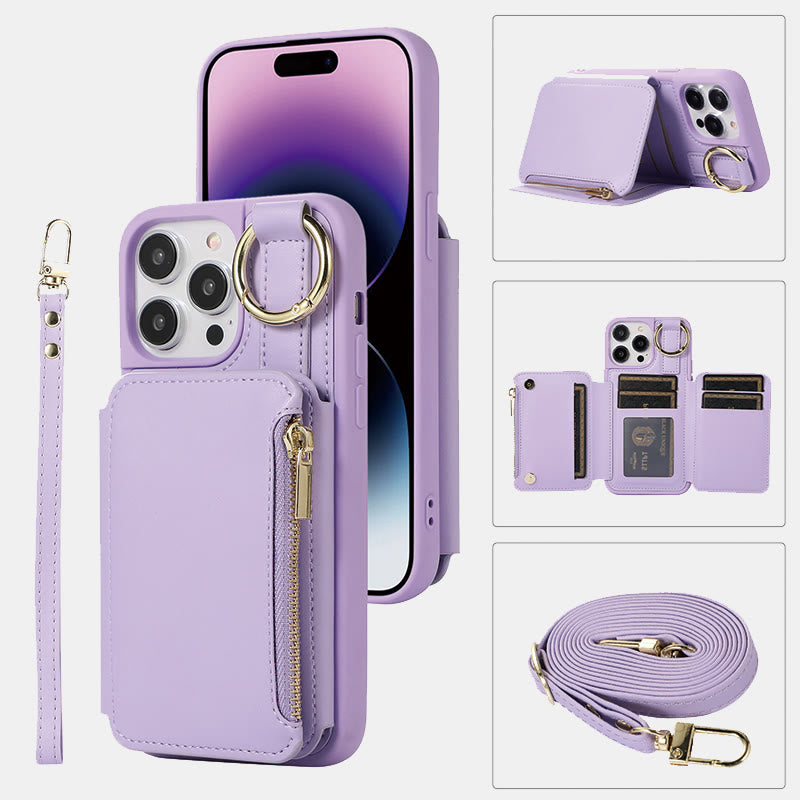 RFID Blocking Faux Leather Phone Case Wallet for iPhone 13/14/15/16